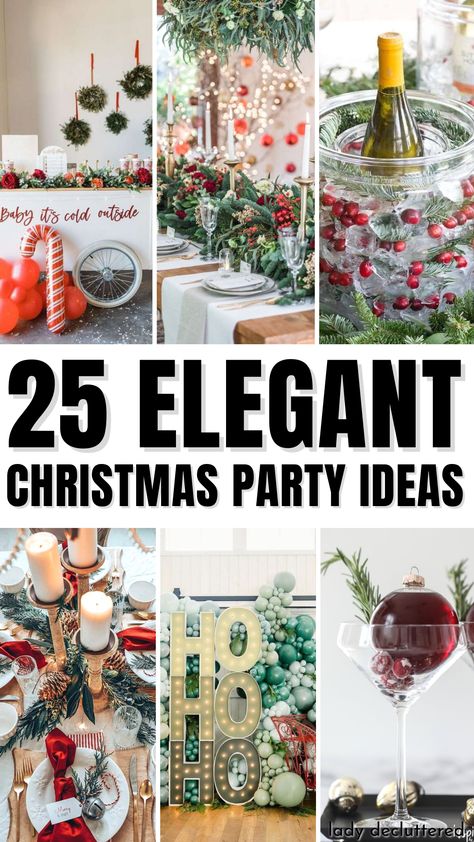 25 Elegant Christmas Party Ideas Ideas For Hosting Christmas, Christmas Decor Ideas For A Party, Natal, Cocktail Christmas Party Decor, At Home Christmas Party Ideas, Work Christmas Table Decorations, Classy Christmas Party Themes, Decorating For A Christmas Party, Christmas Catering Decor