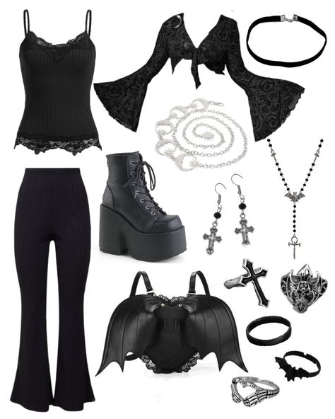Goth Clothes Outfits, 90s Gothic Outfits, Casual Goth Outfits Girly, Simple Vampire Outfit, Gothic Simple Outfit, Gothic Outfits For Women Casual, Clean Gothic Outfits, Goth Fall Fashion, Exposed Outfits