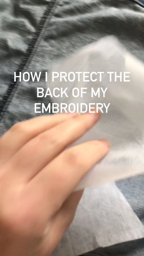 Upcycling, How To Protect The Back Of Embroidery, Embroidered Sweaters Diy, Embroidery Backing Shirt, Embroider Patch Diy, How To Protect The Back Of Embroidery On Clothes, Backing Embroidery On Clothes, Backside Of Embroidery, How To Finish Embroidery On Clothes