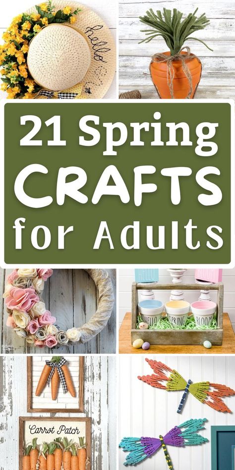 Get ready for Spring with these fun and creative Spring Crafts for Adults! From spring home decor to diy projects, there’s something for everyone. Make your own spring wreaths, paper flowers, and terra cotta pot crafts to bring a touch of nature into your home. Spring Creative Ideas, Nature, Decorative Craft Ideas, Ideas For Spring, Crafts For Adults Flowers, Spring Projects Diy, Spring Projects For Adults, Crafts To Do With Seniors, Mothers Day Craft Ideas For Adults