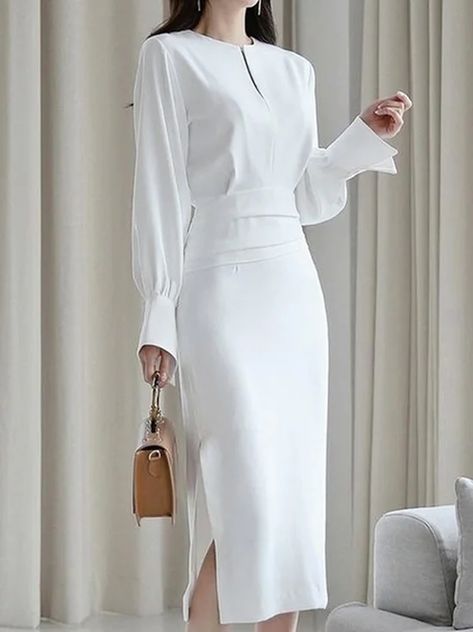 White Sheath Dress, Dress Name, Elegant Jacket, Stitching Dresses, Sweater Dress Midi, Professional Dresses, Elegant Shirt, Online Dress Shopping, Loose Dress