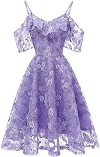 Amazon.com: lavender dress - Dresses / Clothing: Clothing, Shoes & Jewelry A Line Cocktail Dress, Party Kleidung, Spaghetti Strap Prom Dress, Cocktail Dress Vintage, Short Party Dress, Lace Pink Dress, Lace Dress With Sleeves, Burgundy Lace, A Line Prom Dresses