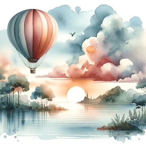 40+ Watercolor Style Hot Air Balloon Illustrations & Prints Nature, Balloon Watercolor Painting, Hot Air Balloon Watercolor Painting, Watercolour Hot Air Balloon, Hot Air Balloon Painting, Hot Air Balloon Illustration, Hot Air Balloon Watercolor, Watercolor Hot Air Balloon, Hot Air Balloon Drawing