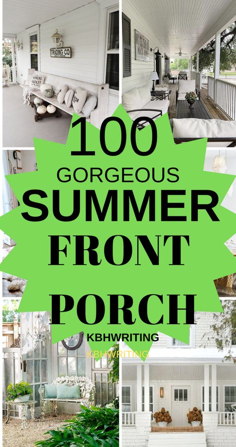 White Front Porch Furniture, Cottage Style Front Porch Ideas, Front Porch Ideas With Double Doors, Front Porch Inspiration Farmhouse, Country Back Porch Ideas Farmhouse, Decorating Wrap Around Porch, Sunny Front Porch Ideas, Front Porch Tables Ideas, Narrow Porch Furniture Layout