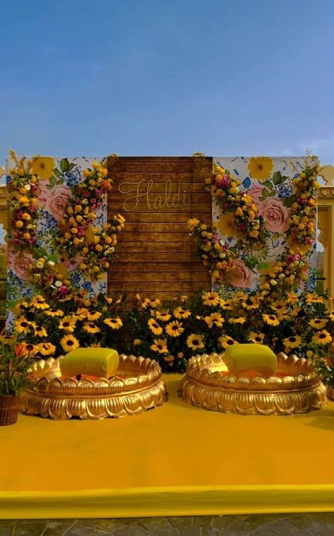 We will make your event memorable.. Haldi Decoration Ideas, Haldi Ceremony Decorations, Haldi Decoration, Small Wedding Decor, Haldi Decor, Mehendi Decor Ideas, Wedding Games For Guests, Love Is The Answer, Flower Garland Wedding