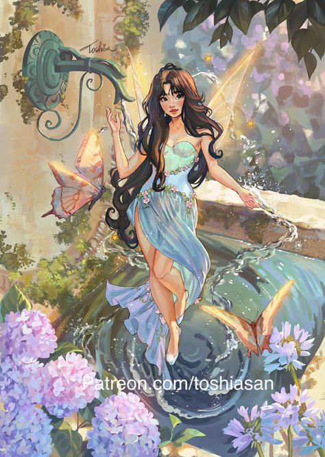 Toshiasan Art, Arte Peculiar, Fairy Drawings, Sans Art, Fairy Artwork, Disney Fairies, Princess Art, Beautiful Fairies, Dreamy Art