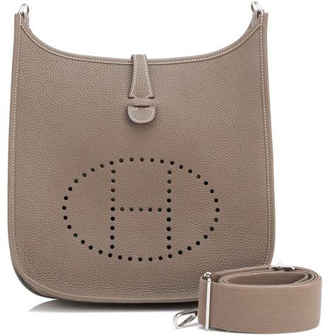 Pre-Owned Hermes Etoupe Evelyne PM 29cm Taupe Messenger Shoulder Bag ($5,700) ❤ liked on Polyvore featuring bags, etoupe, shoulder hand bags, summer shoulder bags, hermes bag, messenger bags and hermÃ¨s Fashion Handbags, Hermes Etoupe, Hermes Evelyne Iii, Hermes Evelyn, Perfect Handbag, Hermes Handbags, Hermes Bags, Fitted Hats, Leather Crossbody Bag