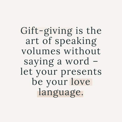 Let's talk about the silent eloquence of gift giving! 🎁💬 It's not just about the items exchanged; it's about conveying emotions, expressing gratitude, and strengthening connections without uttering a single word. Picture this: Every carefully chosen present serving as a love letter, a token of appreciation, or a gesture of friendship. So go ahead, let your gifts do the talking and become your unique love language, weaving threads of affection into the tapestry of your relationships. After all... Gift Giving Love Language Aesthetic, Couple Stuff, A Love Letter, Love Language, Meaningful Messages, Single Words, Expressing Gratitude, Let's Talk About, Letter A
