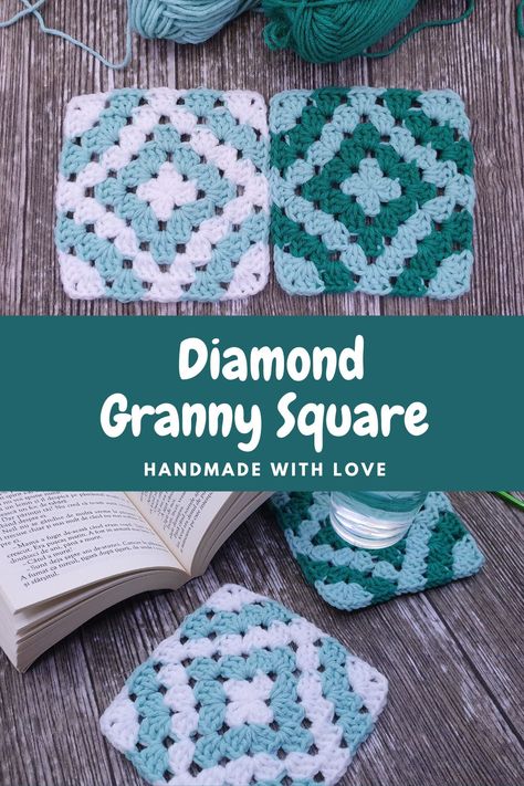 In this tutorial I will show you how to CROCHET this DIAMOND granny square. Length of square is 4.5" / 11.5 cm. I am using 2 colors to create a beautiful diamond. You can use it like a coaster or for blanket, pillow, afghan etc. Patchwork, Ombre Granny Square Crochet, 2 Color Crochet Granny Square, Crochet Granny Square 2 Color, Multicolored Granny Square, Two Colored Granny Square, Granny Square Ombre Yarn, Granny Square Crochet Pattern 2 Colors, Crochet Diamond Granny Square