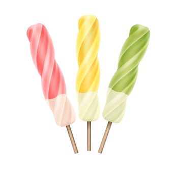 Free Vector | Set of striped lollipop ice creams Ice Cream Fruit, Juice Ice, Green Strawberry, Ice Cream Stick, Fruit Juice, Popsicles, Lollipop, Kiwi, Pink And Green