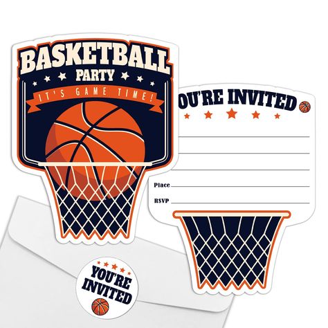 PRICES MAY VARY. Basketball Party Invitation Sets: There are 15 basketball stand shaped invitation cards, 15 premium white envelopes and 15 matching envelope seal stickers in this package. These beautiful invitations will make your party the talk of town and make the guests excited to come and participate. Quality Party Supplies: The party invitation cards are made of high quality card paper, durable and environmentally friendly, easy for you to write on. Envelopes are high quality white envelop Basketball Invitations, Basketball Birthday Party, Basketball Birthday Parties, Invite Card, Basketball Party, Basketball Birthday, Basketball Game, Envelope Seal, Stickers Set