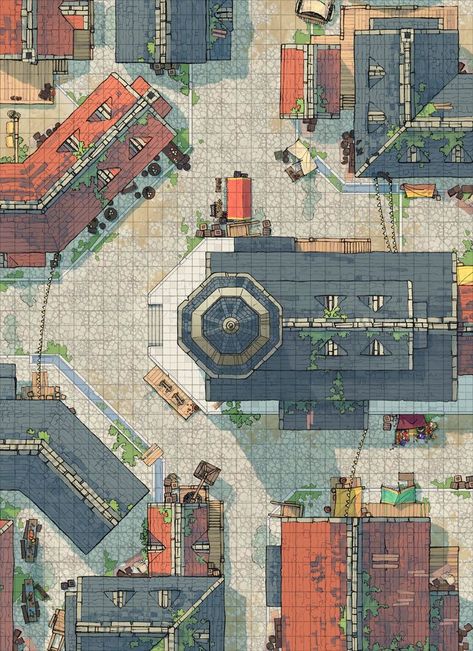 The 32x44 Medieval City Center Battle Map Karlsruhe, Library Map Dnd 5e, Dnd Map Town Square, City Map Dnd 5e, Dnd Street Battle Map, Dnd Town Square Map, Dnd Battle Maps City Street, Town Square Battlemap, City Square Battlemap