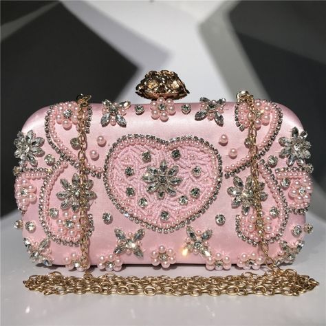 Inlay Pattern, Flower Luxury, Mode Rose, Pearl Clutch, Bridal Handbags, Bridal Purse, Party Handbags, Embellished Bags, Rhinestone Clutch