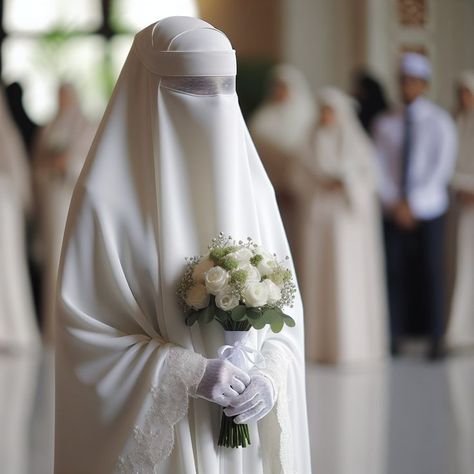 Iloveniqabis Tumblr, Modest Muslim Outfits, Niqab Bride, Muslim Men Clothing, Niqabi Bride, Veiled Girl, Nikah Outfit, Simple Hijab Tutorial, Muslimah Wedding Dress