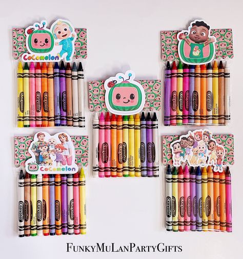 Any Theme can be made! Add these fun and Super Cute Cocomelon Party Theme Crayon Favors Bags to your Childs Cocomelon birthday party . To say Thank you for coming to my party! for coloring fun or a Party gifts for guest to take home ! will be the touch of your cocomelon Birthday Party WHAT IS INCLUDED ? Each bag comes with 11 assorted crayons. Bags will be packed and ready to use. DISCLAIMER: This item is not licensed product and does not claim ownership over the characters used on it This listi Cocomelon Party Treats, Cocomelon Theme Party Decorations, Cocomelon 2nd Birthday Party, Cocomelon Party Theme, Cocomelon Party Ideas For Girl, Cocomelon Party Ideas For Boy, Crayon Favors, Jj Cocomelon, Gifts For Guest