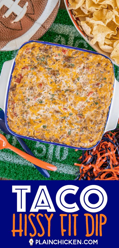 Ground Beef Taco Dip, Hissy Fit Dip, Hot Taco Dip, Hamburger Dip, Ground Beef Cream Cheese, Nachos Dip Recipe, Mexican Dip Recipes, Taco Dip Easy, Beef Taco Seasoning