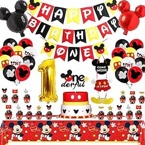 Cartoon Mouse 1st Birthday Party Decorations,Mickey Themed Party Supplies Included Banner,Tablecloth,Latex Balloons,Foil Balloons,Cake Topper, Door Sign for One Year Old Boy Baby Shower Decorations Oh Twodles, Twodles Birthday, Mickey Mouse Decorations, Mickey Mouse Balloons, Mickey Theme, Boy Birthday Decorations, Mickey Mouse Birthday Party, Mickey Birthday, Happy 2nd Birthday