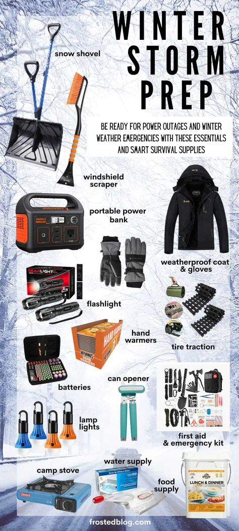Organisation, Power Outage Emergency Kit, Storm Safety Kit, Cold Weather Car Kit, Winter Stockpile List, Power Outage Preparedness Winter, Emergency Kit For Home Power Outage, Food For Power Outage Winter Storm, Snow Preparation Tips