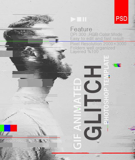 Gif Animated Glitch - Photoshop Templates - Photo Templates Graphics Digital Distortion, Templates Photo, Photoshop Tutorial Graphics, Photo Templates, Discount Design, Advanced Photoshop, Gif Animated, Beginner Photo Editing, Plakat Design