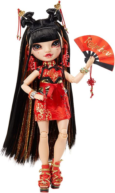 AmazonSmile: Rainbow High Chinese New Year Collector Doll (11-inch)- 2022 Year of The Tiger Lily Cheng with Multicolored Rainbow Hair, 2 Gorgeous Outfits to Mix & Match and Premium Doll Accessories, Multicolor : Toys & Games Rainbow High Lily Cheng, Rainbow High Dolls, Matching Top And Skirt, 2022 Year, Rainbow Fashion, Rainbow High, Year Of The Tiger, Doll Stands, New Dolls