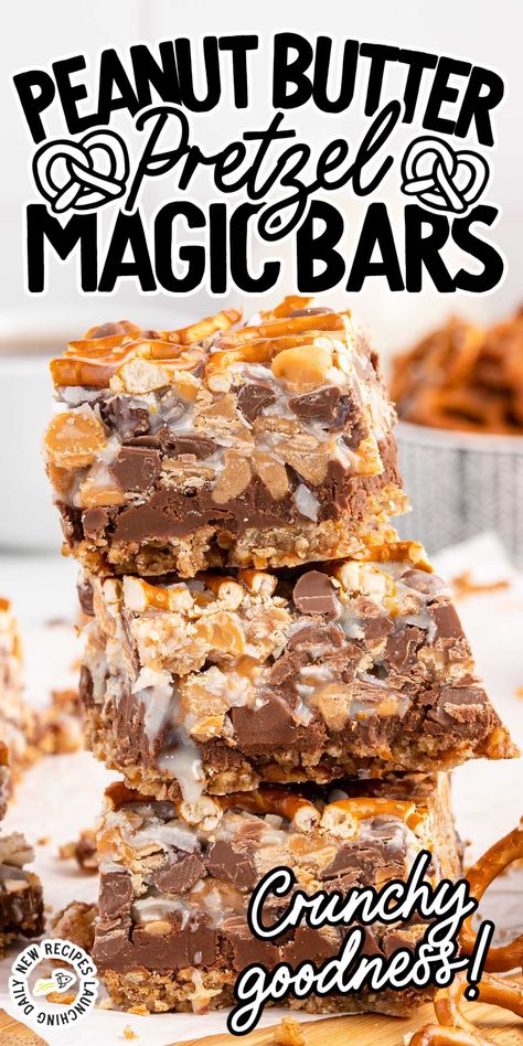 Pie, Peanut Butter Pretzels And Chocolate, Peanut Butter Pretzel Magic Bars, Desserts With Peanut Butter Chips, No Bake Pretzel Peanut Butter Bars, Desserts Using Pretzels, Peanut Butter Chocolate Pretzels, Healthy Sweet And Salty Snacks, Dessert With Pretzels