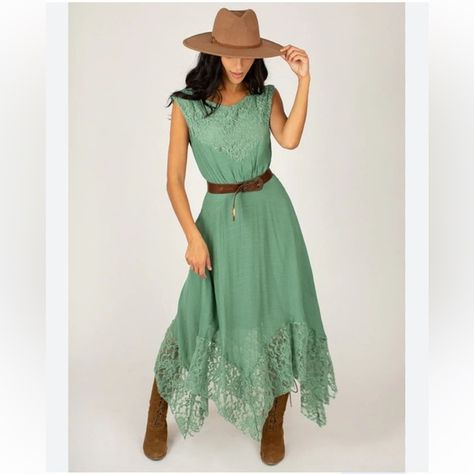 Brand New W Tags Beautiful Mint Green Dress W Back Zip Fit And Flare Design Size Medium Non Smoking Home Teal Boho Dress, Dress With Cowboy Boots Wedding Guest, Joyfolie Dress, Country Western Dresses, Matching Skirt Set, Dresses With Cowboy Boots, Farm Dress, Western Dresses For Women, Cowgirl Dresses