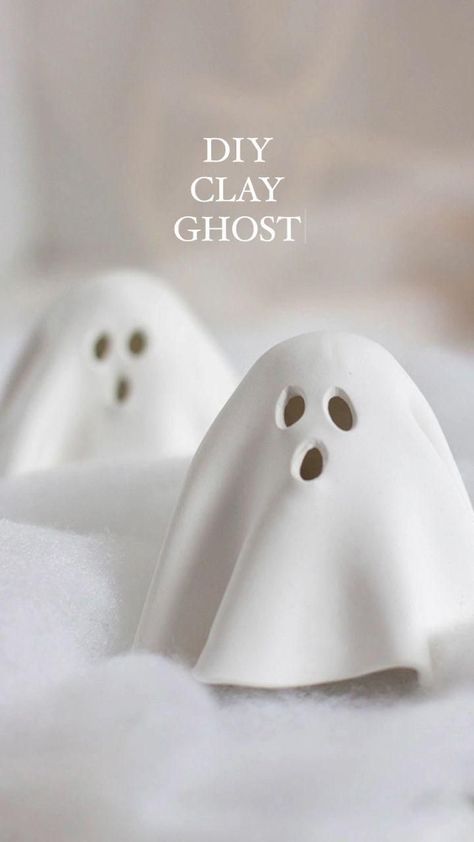 Learn how to make this DIY Clay Ghost with this easy to follow tutorial. All you need is your favorite polymer or air dry clay and some foil to use as a mold for the ghost shape. This is a fun and cheap way to add some Halloween decor to your home!