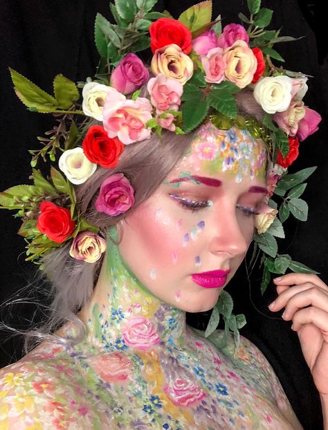 Bodypainting, Flower Inspired Makeup, Makeup Competition, Botanical Party, Fairy Face Paint, Multicolor Wedding, Creepy Makeup, Elf Fairy, Floral Makeup