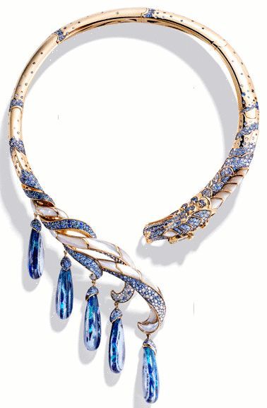 Necklace from John Hardy's Cinta High Jewelry Collection Art Jewelry Design, Ocean Necklace, Jewellery Design Sketches, Blue Diamonds, High Fashion Jewelry, Jewelry Design Drawing, Fancy Jewellery Designs, Jewellery Sketches, Fancy Jewellery