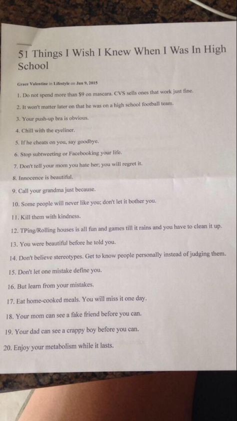 I just cannot believe it. I found the thing that's been missing all my life. High School Freshman Advice, School Bucket List, Highschool Advice, High School Bucket List, High School Prep, Freshman Advice, Bucket List For Teens, School Survival Kits, School Preparation