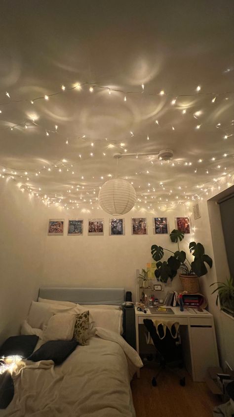 Bedroom, Fairy Lights, Cosy Bedroom, Small Room, Love Love Love, Love Love, Lighting