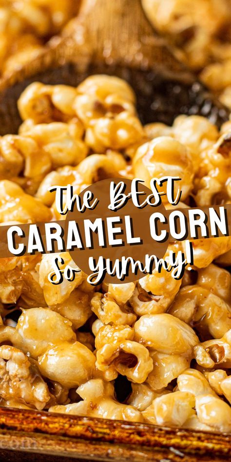 This quick and easy Caramel Popcorn Recipe is the perfect treat for parties and holidays. A gooey and soft buttery caramel sauce on top of perfectly salted popcorn that is ready in no time! Six Sisters Caramel Popcorn, Pie, Soft Caramel Popcorn Recipe, Carmel Popcorn Recipe Easy No Corn Syrup No Bake, The Best Caramel Popcorn, Popcorn Salt Recipe Homemade, Carmel Corn With Karo Syrup, Salted Caramel Popcorn Recipe, Carmel Corn Recipe Homemade