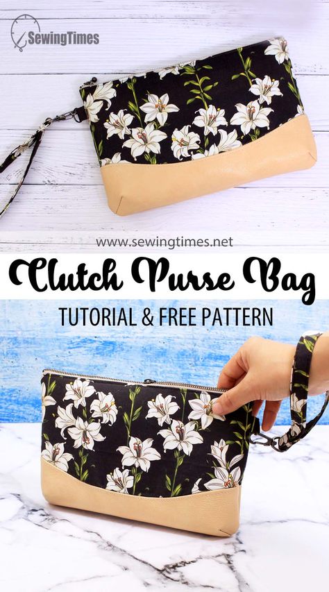 Sew Clutch Purse Diy, Pouch Purse Patterns, Sewing A Clutch Purse, Make A Purse Diy, Clutch Pattern Sewing, Cross Body Wallet Purse, Purse Pouch Pattern, Leather Zipper Pouch Pattern, Sewing Clutch Bags