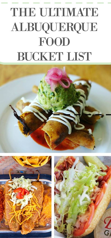 Whether you're visiting for the International Balloon Fiesta or mountain biking the Sandia Mountains, the food in New Mexico will always satisfy. I've created a list of local spots for sushi, pizza, new mexican food and more with this list of the best Albuquerque restaurants that locals love! Food in Albuquerque, Albuquerque food, Best Albuquerque restaurants, where to eat in Albuquerque, where to eat in New Mexico, Albuquerque vacation, Albuquerque Balloon Festival. Mexico, Essen, New Mexican Food, Albuquerque Balloon Festival, Albuquerque Restaurants, Carne Adovada, Sushi Pizza, New Mexico Vacation, Sandia Mountains