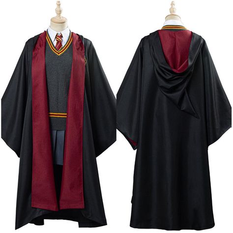 Hogwarts Outfits Gryffindor, Harry Potter Outfits Gryffindor, Hermione Granger Costume, Harry Potter Uniform, Gryffindor Costume, Gryffindor Uniform, Cloak Outfit, Gryffindor Outfit, Hogwarts Robes