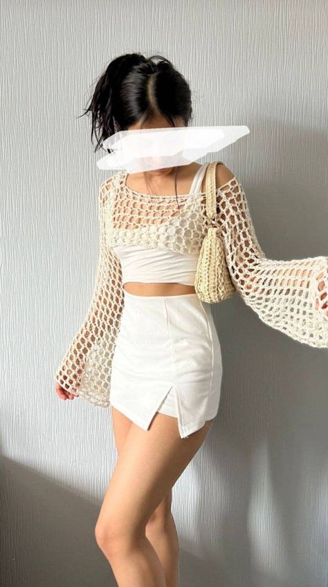 Crochet Top Outfit, Pullover Outfit, Mode Crochet, Homecoming Hair, Hoco Hair, Modieuze Outfits, Elegantes Outfit, Festival Looks, Crochet Top Pattern