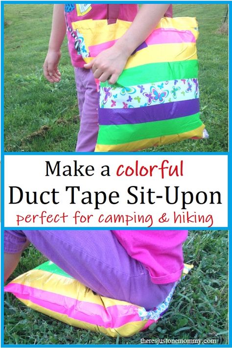 How to Make a Sit Upon with Duct Tape | There's Just One Mommy Sit Upon Bucket, Daisy Girl Scout Christmas Activities, Outdoor Art Creator Brownie Badge Ideas, Ahg Woven, Camporee Ideas, Teen Camp, Girl Scouts Brownies, Fun Camp, Brownie Scouts