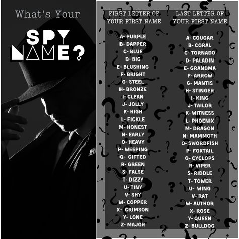 Funny Name Generator, Spy Names, Funny Names, Name Generator, I Kings, Me Clean, Heartland, First Names, Knowing You