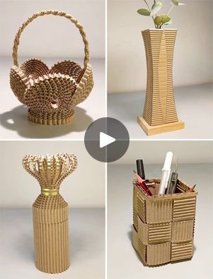 Cartonnage, Cardboard Basket Diy, Cardboard Roll Crafts, Best Out Of Waste Ideas Unique, Easy Cardboard Crafts, Best Of Waste, Plastic Bottle Crafts Flowers, Diy Cardboard Crafts, Best From Waste