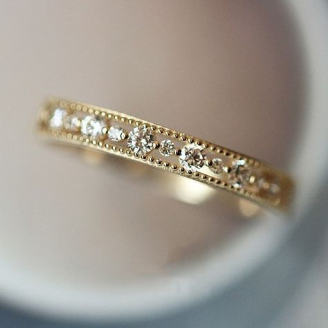 Gold Color Ring, Wedding Rings Simple, Zierlicher Ring, Bead Set, Cubic Zirconia Rings, Engagement Bands, Gold Wedding Rings, Elegant Ring, Full Circle