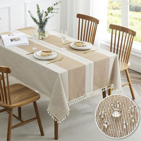 PRICES MAY VARY. 【TABLE CLOTH】: Tablecloth size 55 x 86 inches, suit for table range: 31''x62'' to 39''x70'', rectangle table, 6-8 seats.You’ll be able to choose a luxurious and ideal tablecloth for your dining table. 【MATERIAL】: Cotton Linen Fabric is composed of 50% polyester & 50% cotton, combines the comfort of cotton and the firming of hemp with the perfect proportion, which is more wrinkle free and shrink-proof than other materials. 【WATERPROOF & WRINKLE FREE】: QIANQUHUI rectangular tablec Farmhouse Tablecloth, Farmhouse Tablecloths, Dining Table Cloth, Coffee Table Cover, Outdoor Tablecloth, Tablecloth Sizes, Embroidered Tablecloth, Holiday Kitchen, Table Pads