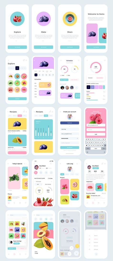 Nutro Super clean and minimalistic iOS UI Kit | Without a doubt, there is something very relaxing and pleasurable about cooking and eating fresh food. Nutro is the #iOS #UI Kit, perfect for the apps based on nutrition, calculator of calories, charts, and 3fitness. 30+ #screens for #iPhone XS. | #uidesign #uxdesign #appdesign #ux #userinterface #design #app #web #interface Tumblr, Ios Ux Design, Colourful App Design, Flow Design Inspiration, Ux App Design Inspiration, Ux Design Inspiration Mobile, App Interface Design Inspiration, Ux Design Inspiration Web, To Do App Design