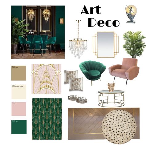 View this Interior Design Mood Board and more designs by Brooklyn Interior Design on Style Sourcebook Art Deco Home Office, Artdeco Interiors, Modern Art Deco Interior, Art Deco Room, Art Deco Style Interior, Art Deco Living, Deco Living Room, Art Deco Living Room, Art Deco Bedroom