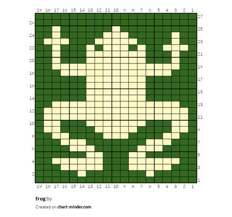 Copy of Copy of frog by margie jay | Chart Minder Frog Knitting Chart, Crochet Color Work Chart, Bear Grid Pattern, Knitting Patterns Colorwork, Funky Crochet Stitches, Frog Tapestry Crochet, Free Crochet Grid Patterns, Crochet Tapestry Pattern Grid, Pixel Art Knitting