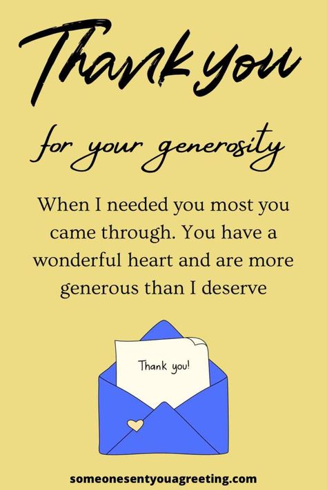 Say thank you to those who have demonstrated their kindness with these thank you for your generosity messages | #thankyou #thanks #kindness #generosity #generous Thank You Generosity Quotes, Generous Friend Quotes, Thanking Someone For Their Kindness, Thank You For Your Generosity, Thank You So Much For Your Kindness, Thank You For Your Generosity Quotes, Thank You For Donation Quotes, Thank You For Helping Me, Thank You For Your Kindness Quotes