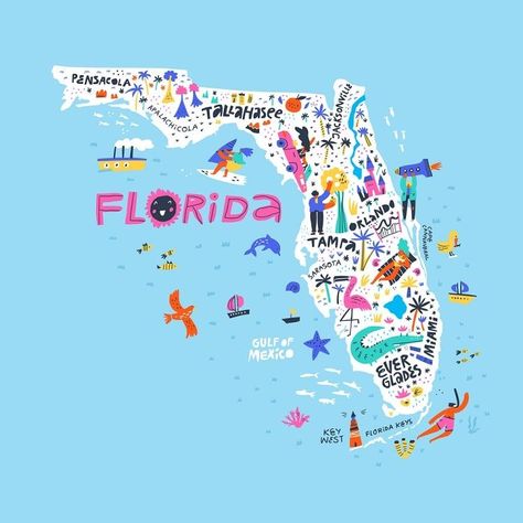 Seven Amazing Florida Locations to Spark Your Imagination and Wonder this Year Florida Wallpaper, People On Beach, Beach Cartoon, City Names, Handwritten Lettering, Honeymoon Island, Flagler Beach, American City, Florida Sunshine