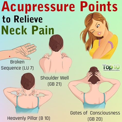 Acupressure for Neck Pain: 4 Points to Try, Why It Works, and More | Top 10 Home Remedies Pressure Points For Neck And Shoulder, Neck Sprain Remedies, Shoulder Neck Pain Relief, Neck Reflexology, Neck And Shoulder Tension Relief, Neck Pressure Points, Neck Pain Remedies, Accupressure Point, Neck Sprain