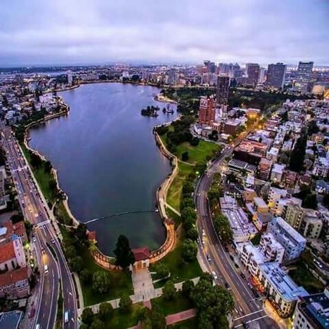 Aerial shot of Oakland, CA Oakland California Aesthetic, Oakland Aesthetic, Lake Merritt Oakland, Nice Paintings, Oakland City, Miss California, California History, California Surf, The Friday