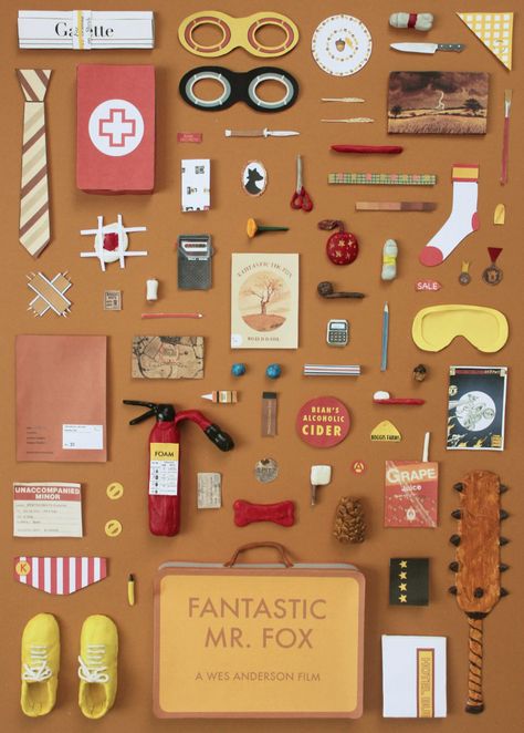 Objects: Artist pays homage to Wes Anderson movies by creating posters of props | Creative Boom Tumblr, West Anderson, Anderson Aesthetic, Wes Anderson Aesthetic, Wes Anderson Style, Fox Poster, Wes Anderson Movies, Wes Anderson Films, Miss Moss