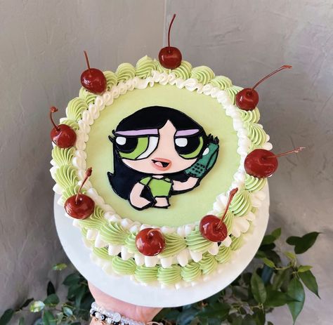 Teenage Buttercup Powerpuff, Powerpuff Cake, Power Puff Girls Cake, Lambeth Cake, Buttercup Powerpuff, Pastel Rectangular, Baby Ice Cream, Bolo Vintage, Tinkerbell Cake